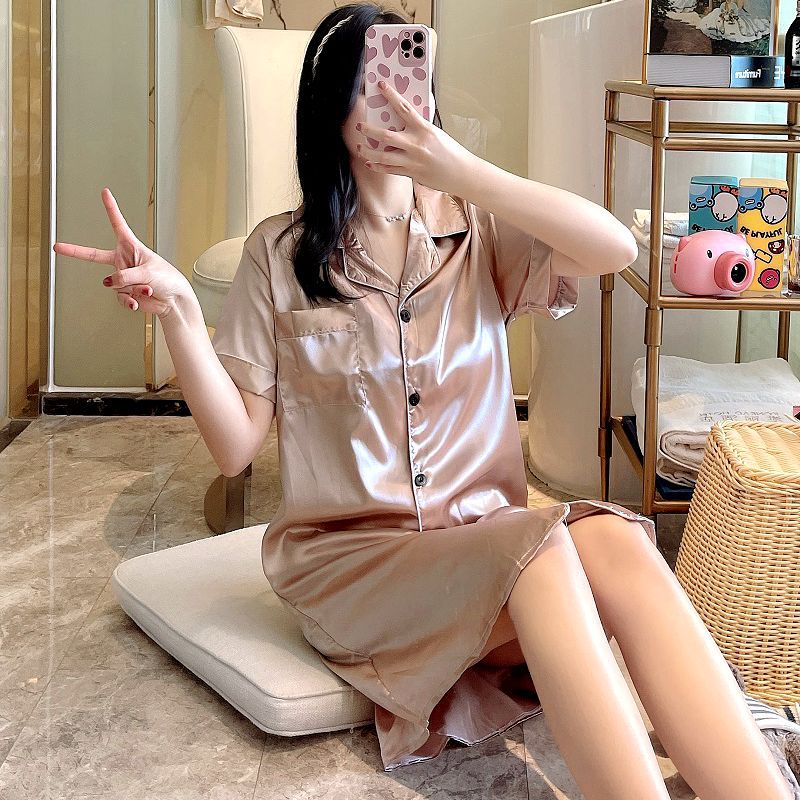 Silky Shirt Style Nightdress