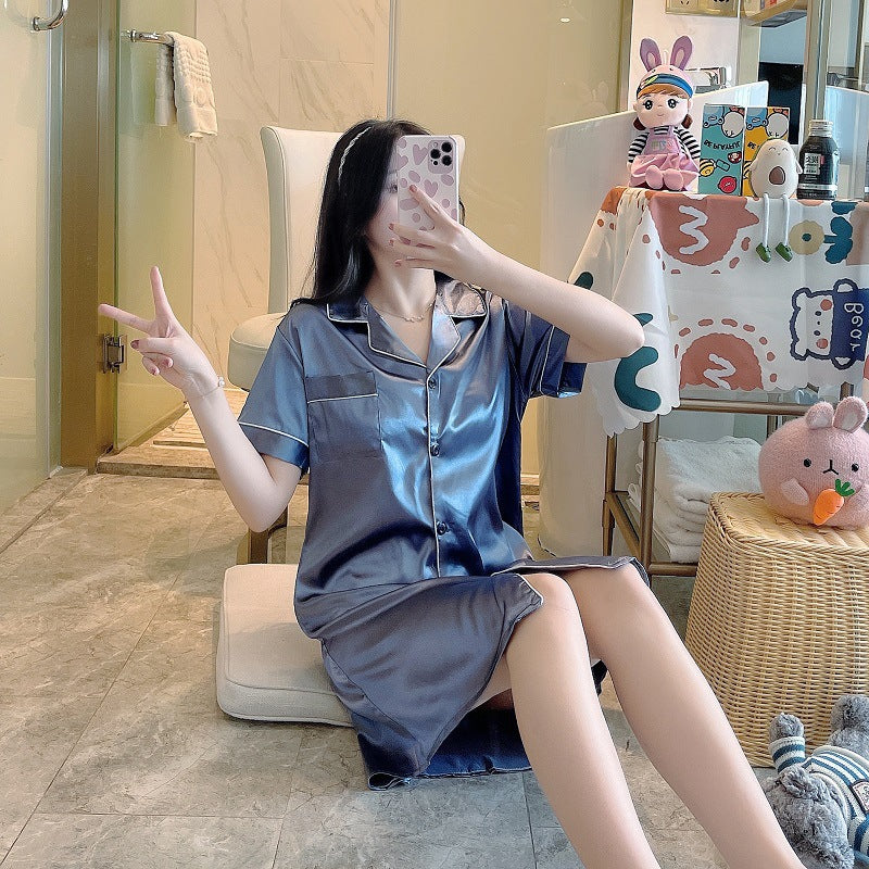 Silky Shirt Style Nightdress