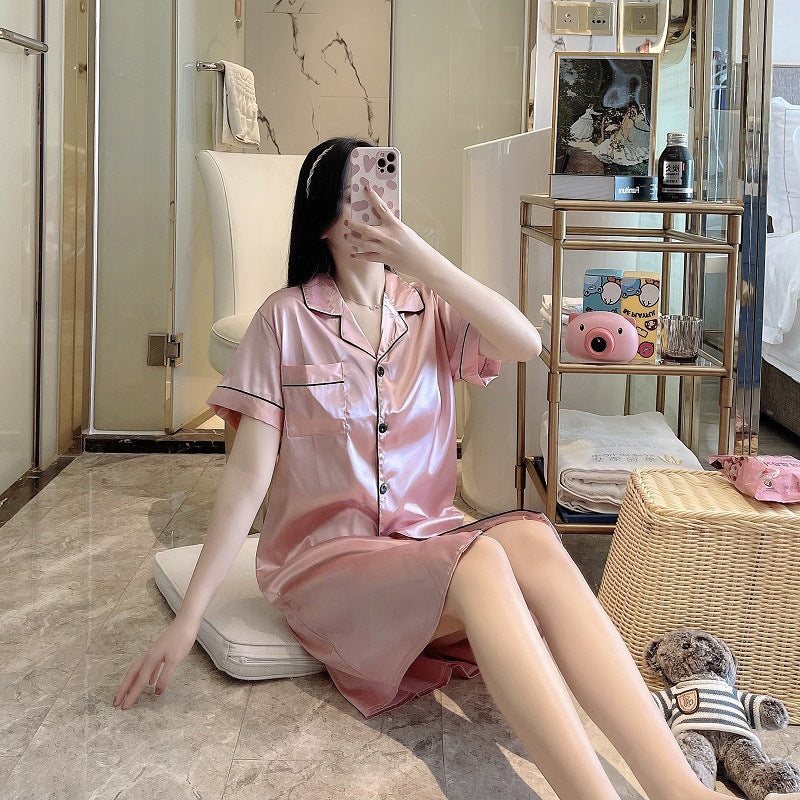 Silky Shirt Style Nightdress