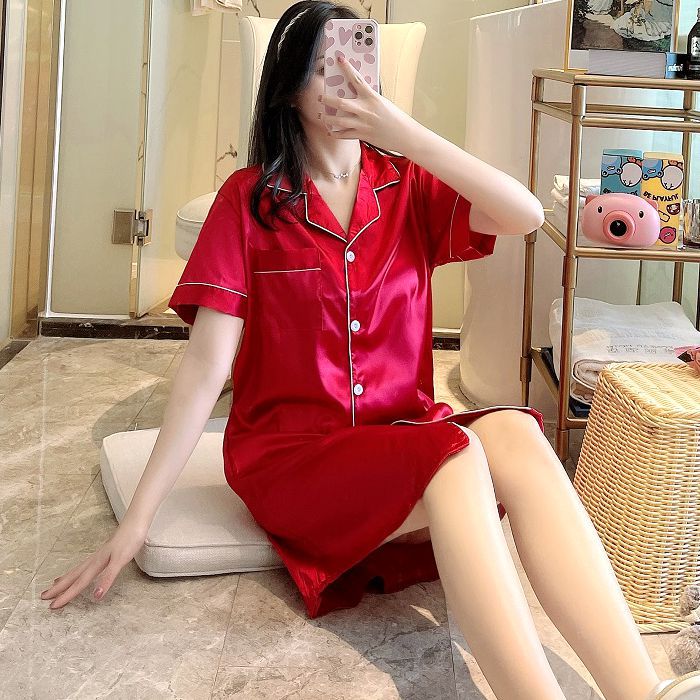 Silky Shirt Style Nightdress