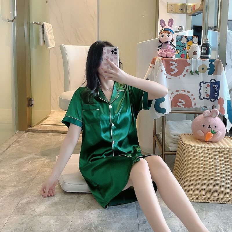 Silky Shirt Style Nightdress