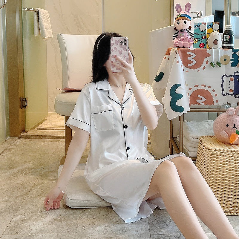 Silky Shirt Style Nightdress